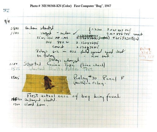世界上的第一个 “bug”，一个真正的虫子